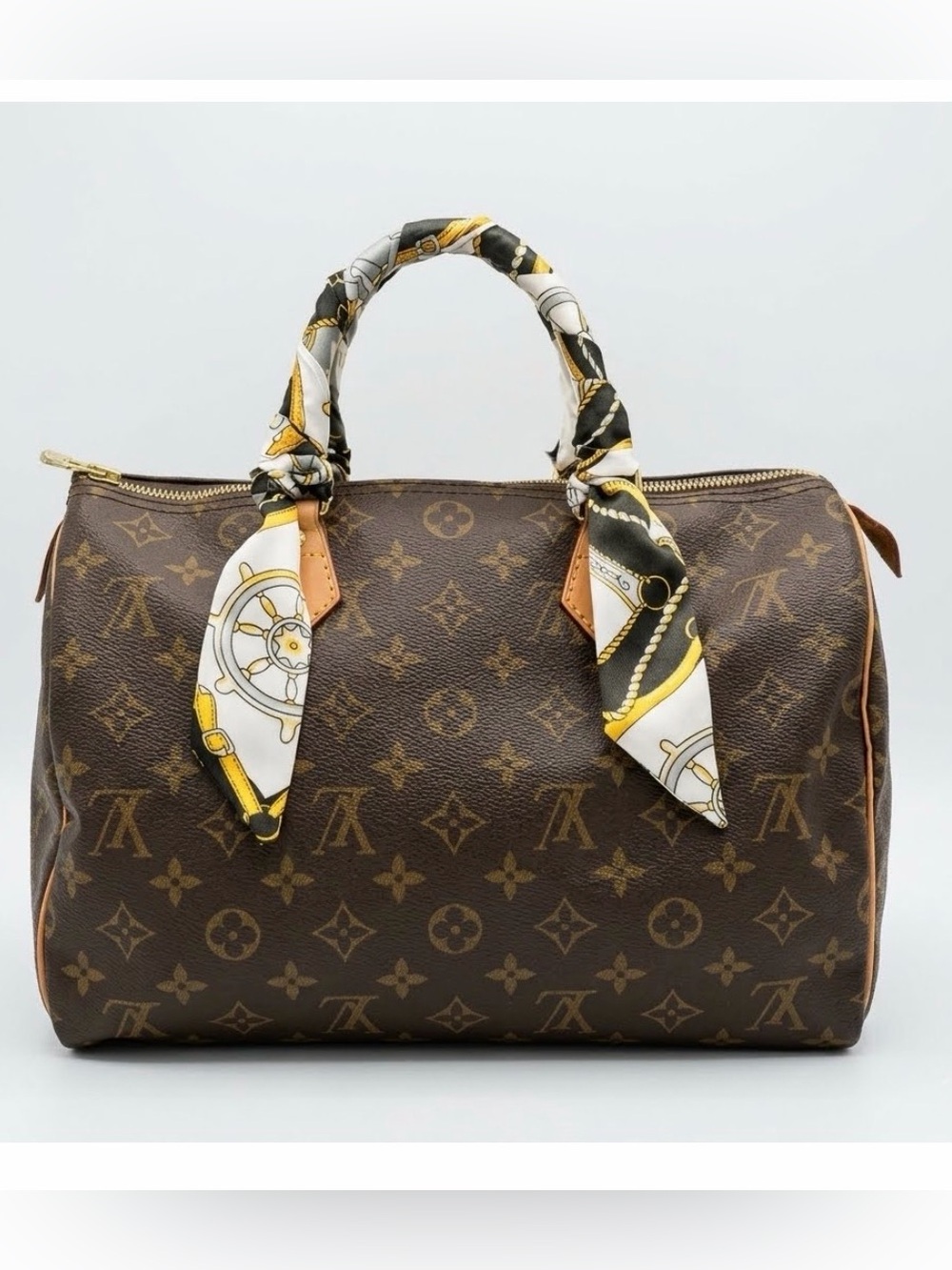 Louis Vuitton Speedy 30 Brown Monogram Satchel with Pink Bow Charm - Picture 7 of 11